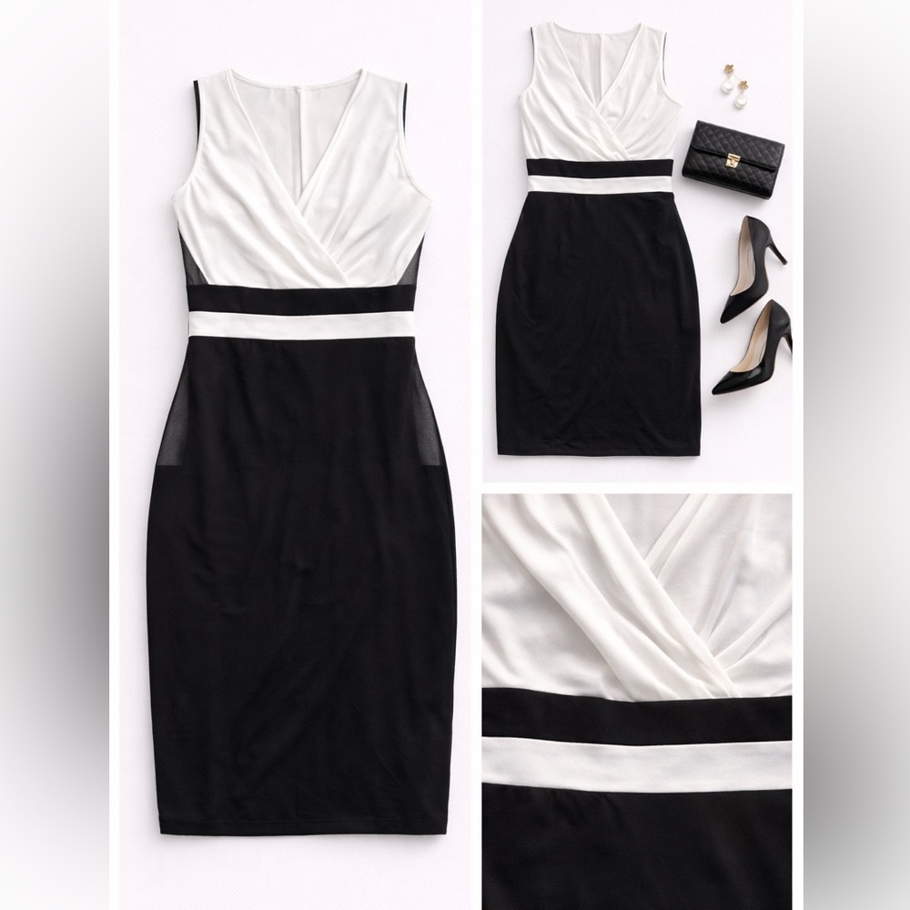 Black & White dress with sheer panels